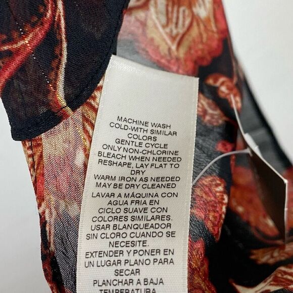 NEW Chico’s Black & Orange Sheer Jacobean Floral Oblong Scarf One Size - Picture 5 of 9